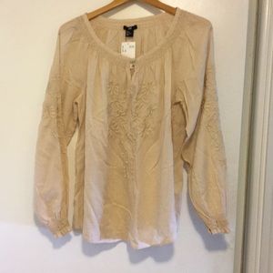 H&M embroidered pheasant top